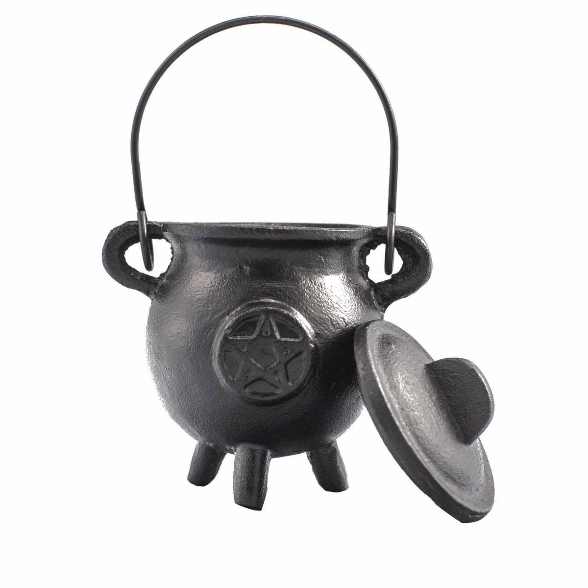 Żeliwny kociołek z pentagramem, 6,5 × 13 cm – zdjęcie 3