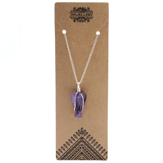 Wisiorek Anioł Stróż z ametystu, ręcznie robiony – zdjęcie 2