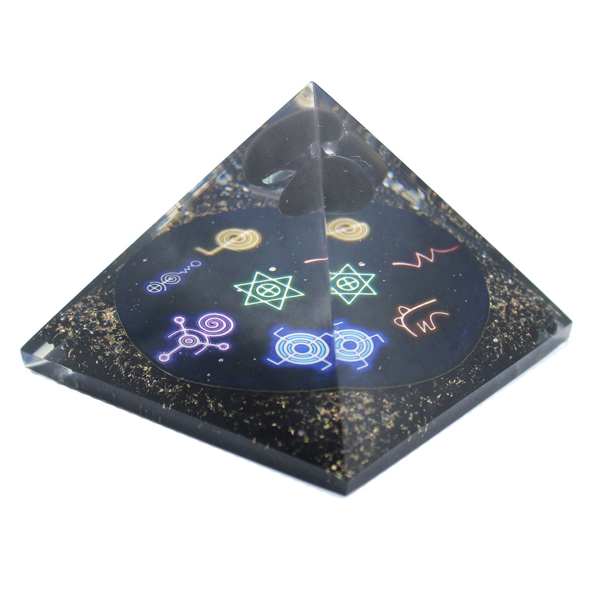 Piramida z orgonitu „Midnight Reiki” 90 mm, ręcznie robiona – zdjęcie 3