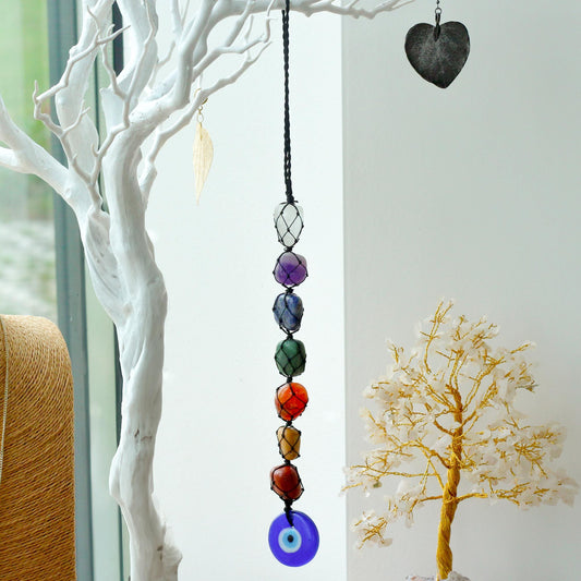 Zawieszka z kamieniami czakr, Evil Eye, ręcznie robiona – zdjęcie 2