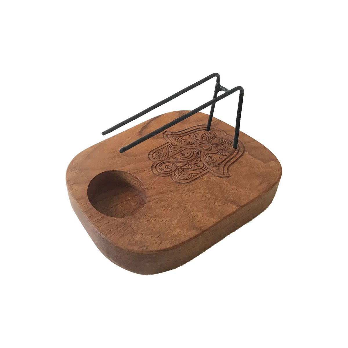 Podgrzewacz palo santo na tealight, drewno tekowe, hamsa