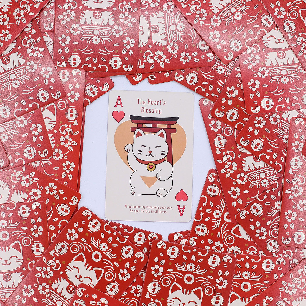 Karty do gry i wyroczni z kotami szczęścia – talia Maneki Neko – zdjęcie 6