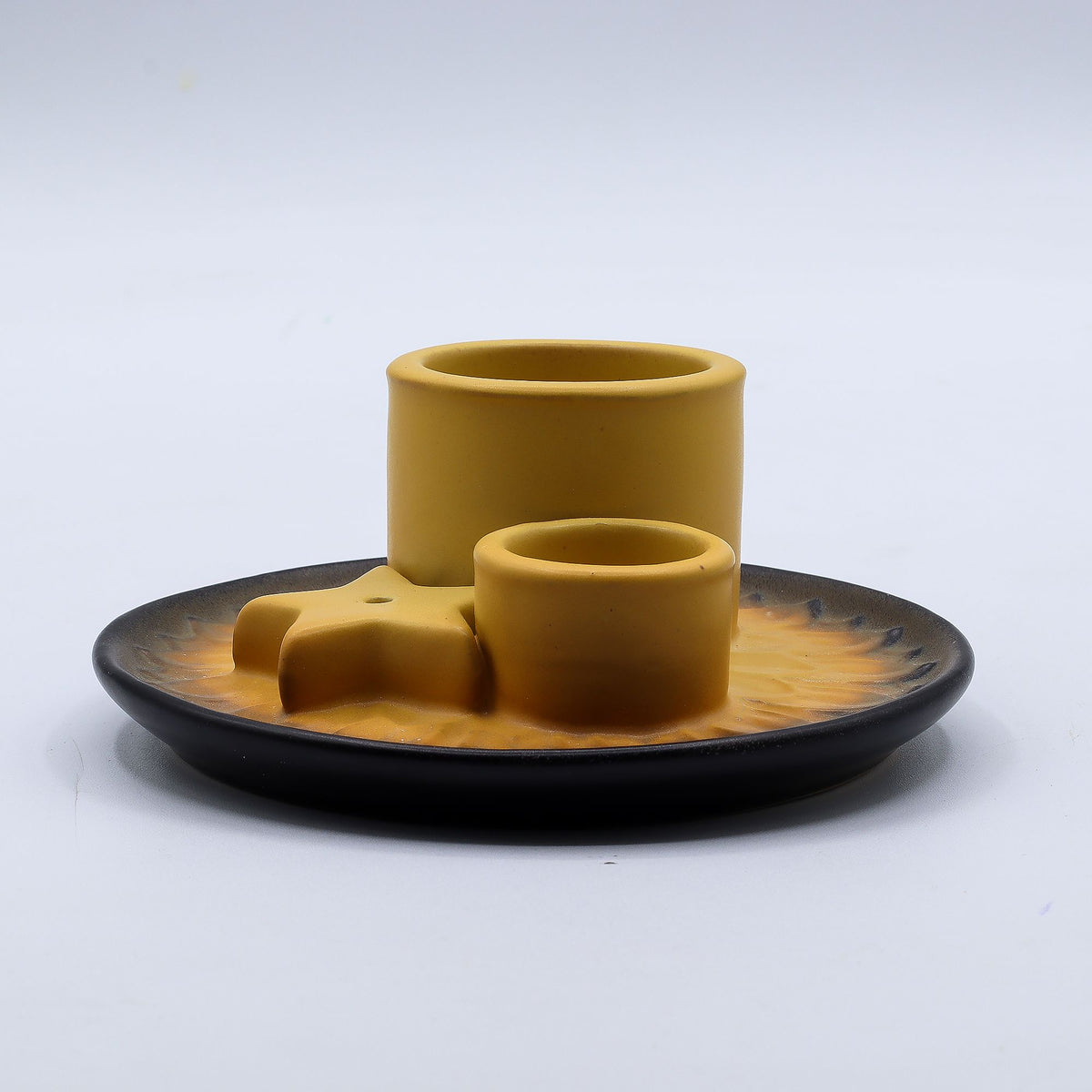Ceramiczna podstawka na palo santo i szałwię, mandala, piaskowo-szara – zdjęcie 8