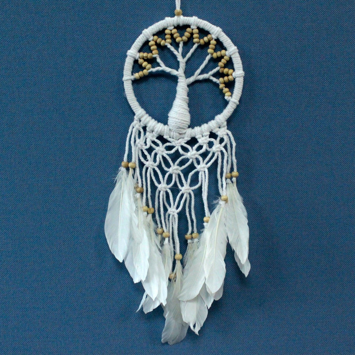 Łapacz snów z drzewem życia, makrama 16 cm (Pure & Natural)