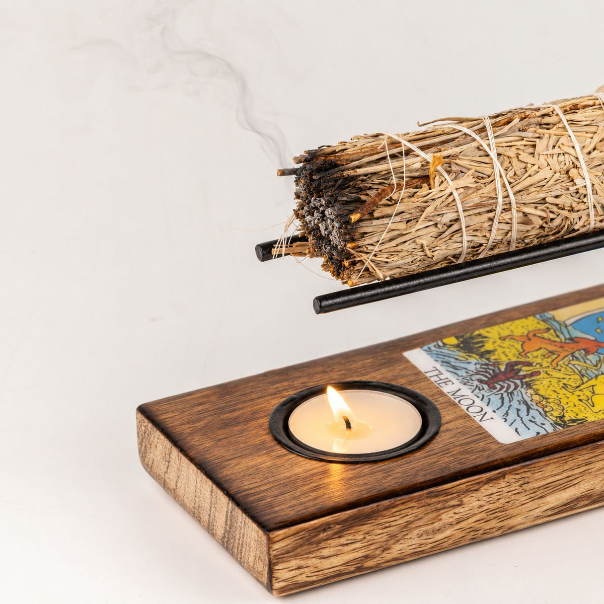 Duży podgrzewacz szałwii na tealight, karta tarota Księżyc – zdjęcie 3