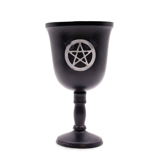 Żelazny kielich rytualny z pentagramem, 20 × 11 cm