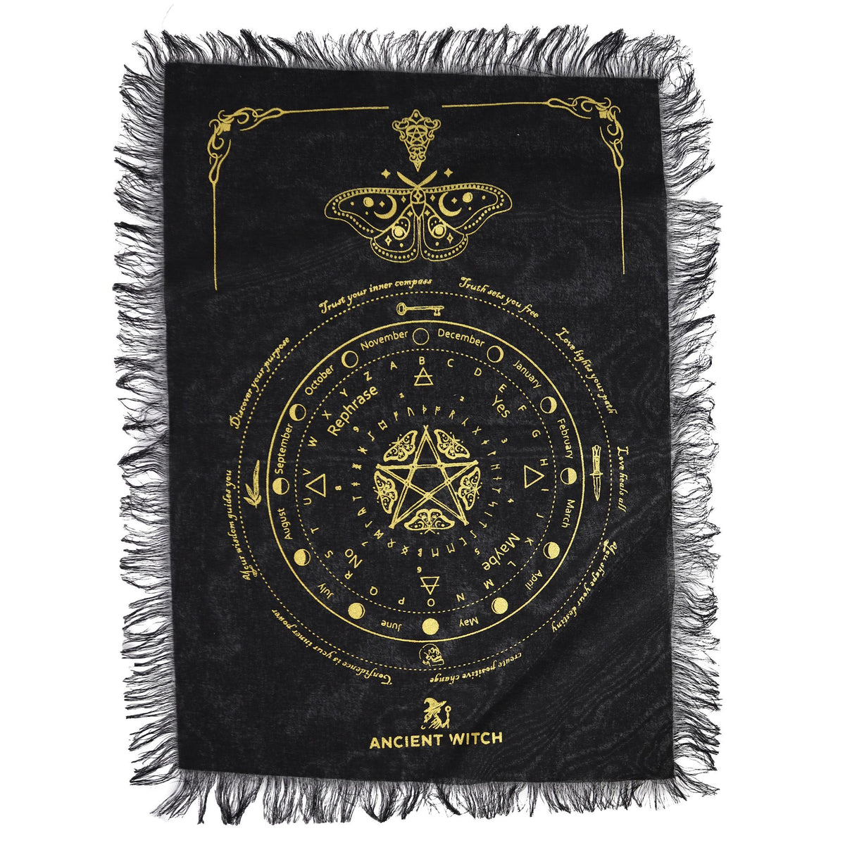 Obrus do wahadła Ancient Witch z ćmą, czarny i złoty