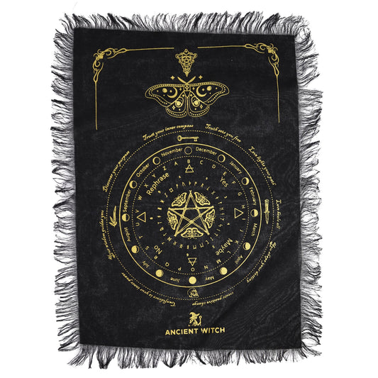 Obrus do wahadła Ancient Witch z ćmą, czarny i złoty