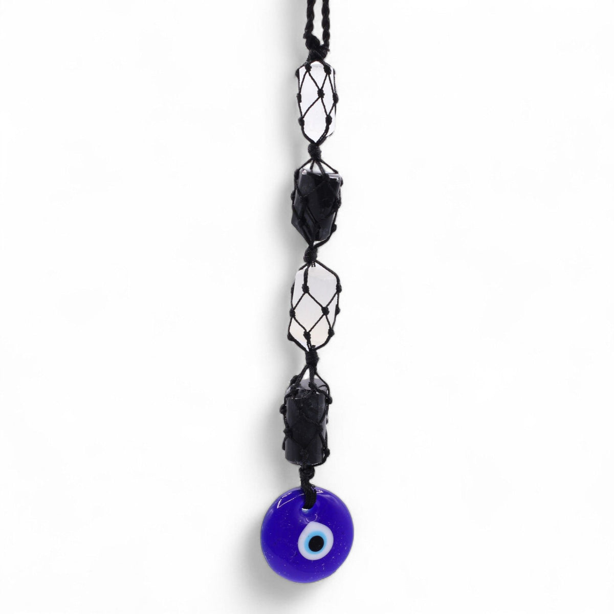 Zawieszka z turmalinem i selenitem, Evil Eye, ręcznie robiona