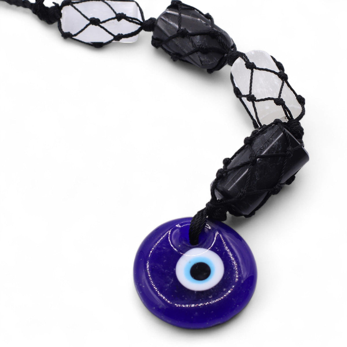 Zawieszka z turmalinem i selenitem, Evil Eye, ręcznie robiona – zdjęcie 2