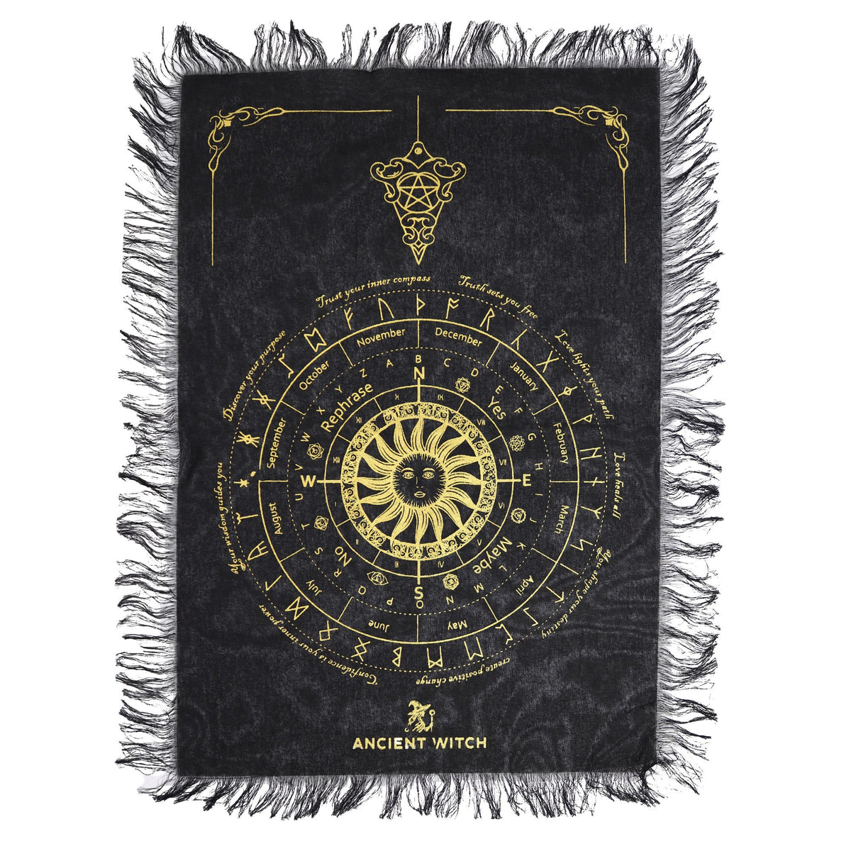 Obrus do wahadła Ancient Witch z twarzą słońca, czarny i złoty