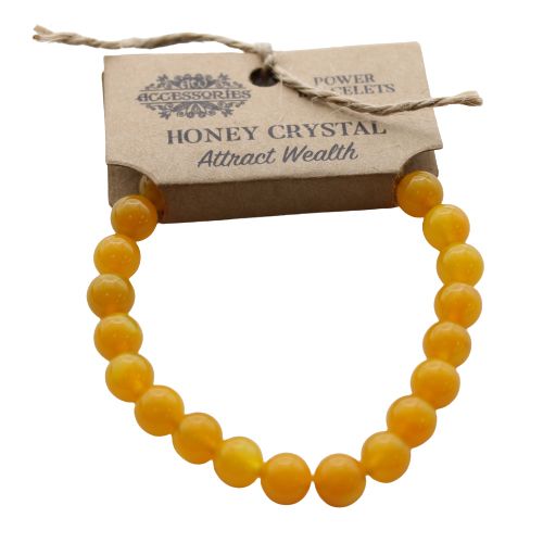 Bransoletka z kalcytu miodowego, kamienie naturalne 8 mm, ręcznie robiona – zdjęcie 2
