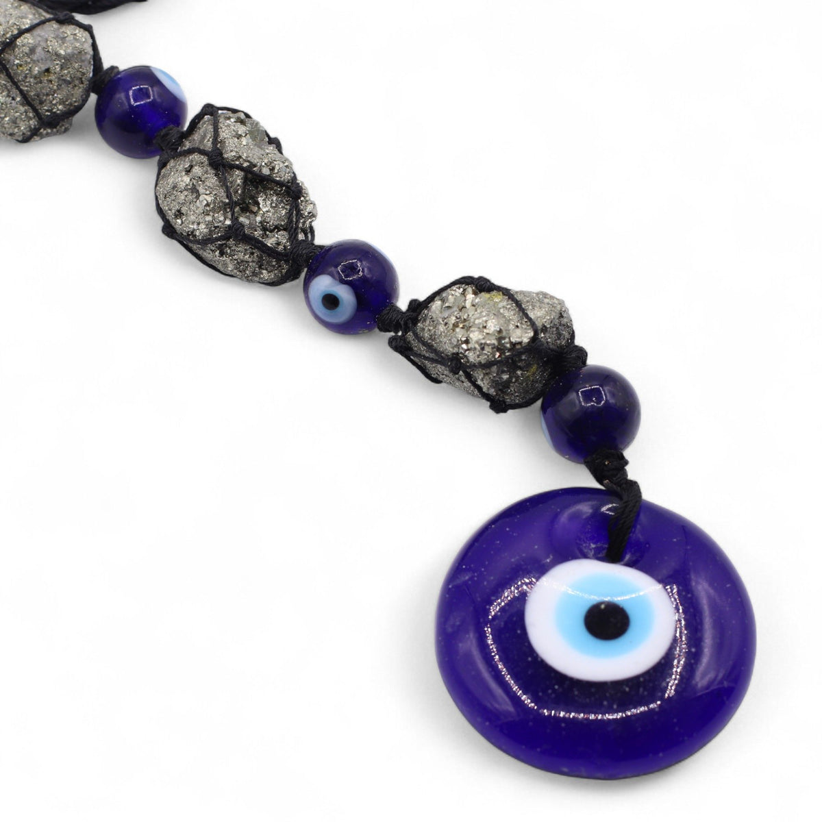 Zawieszka z pirytem i koralikami, Evil Eye, ręcznie robiona – zdjęcie 2