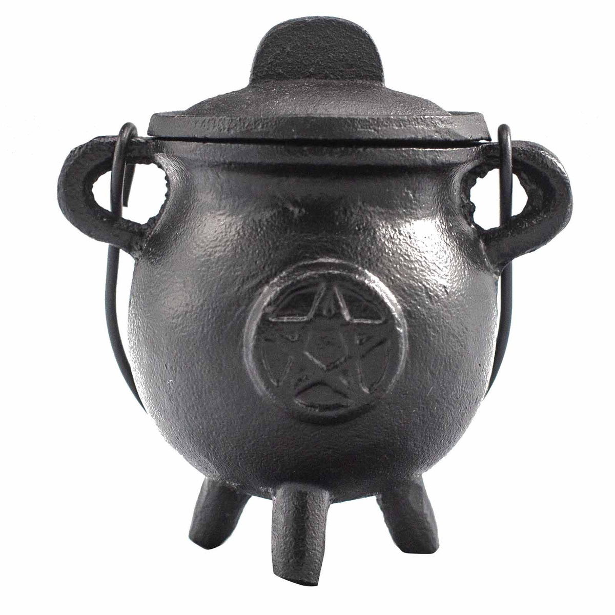Żeliwny kociołek z pentagramem, 6,5 × 13 cm