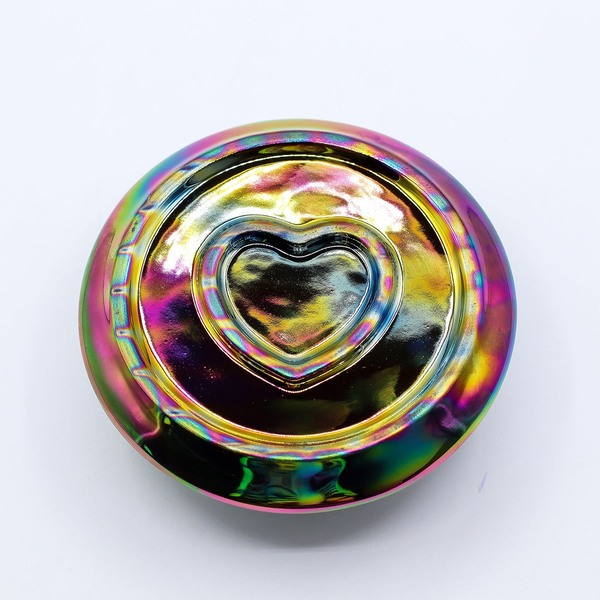 Ceramiczna podstawka na palo santo i szałwię, mandala, metaliczna tęcza – zdjęcie 9