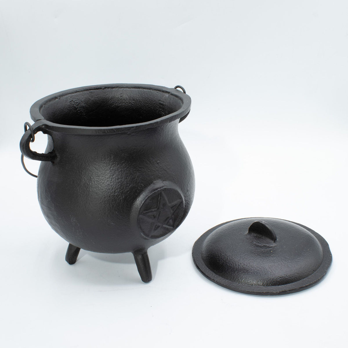 Bardzo duży żeliwny kociołek z pentagramem, 23 × 18 cm – zdjęcie 3