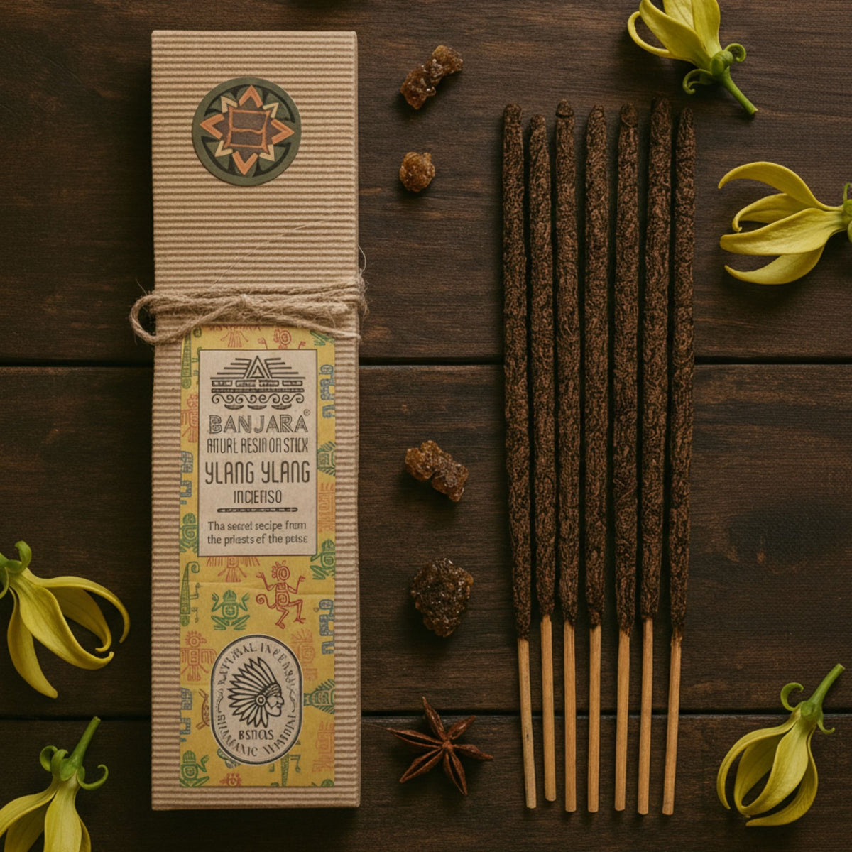 Ylang-ylang, kadzidełka żywiczne Banjara, 8 sztuk