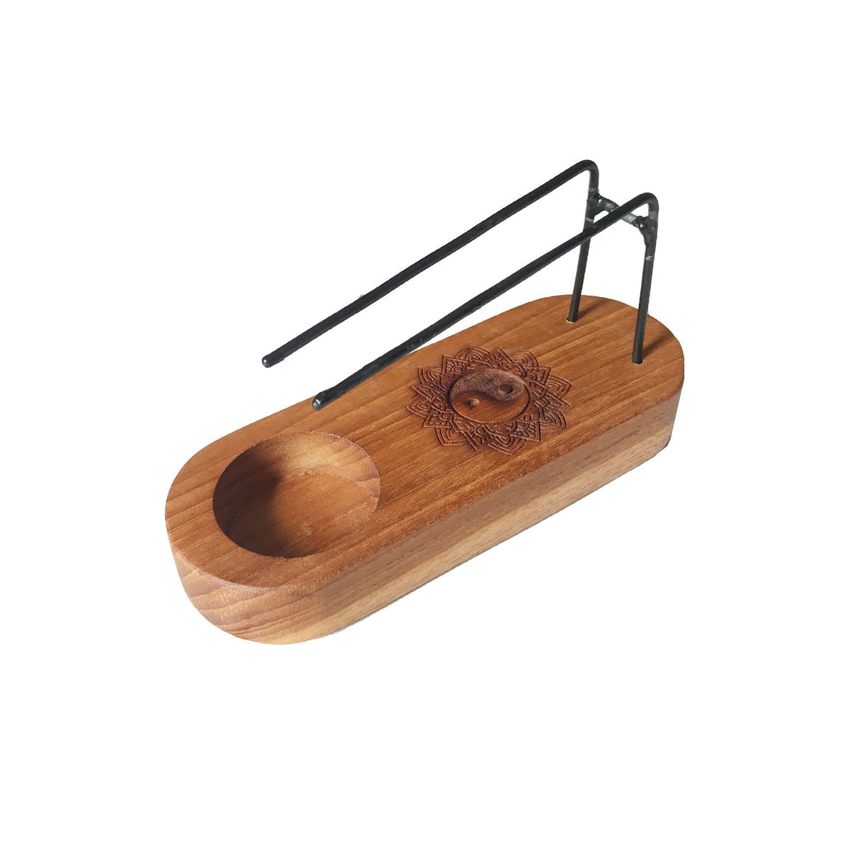 Mały podgrzewacz palo santo na tealight, drewno tekowe, yin i yang