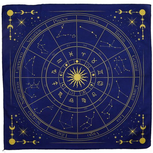 Obrus do tarota z kołem zodiaku, 75 x 75 cm