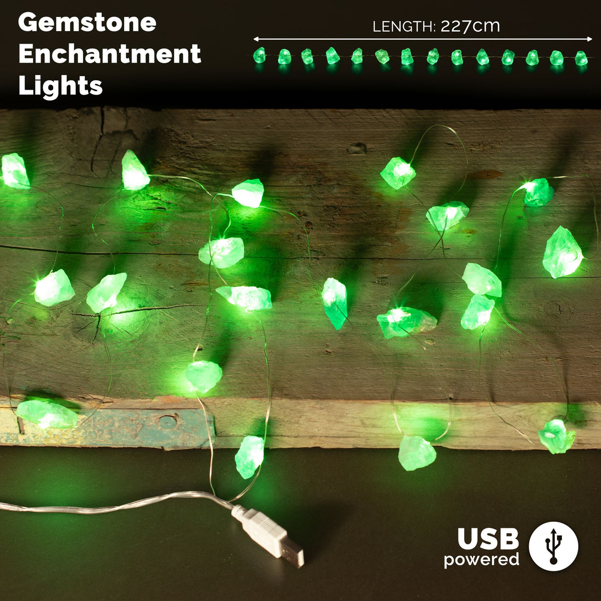 Sznur lampek LED na USB z kamieniami Crystal Jade – zdjęcie 2