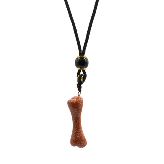 Wisiorek na sznurku, kość z goldstone (szkło awenturynowe)