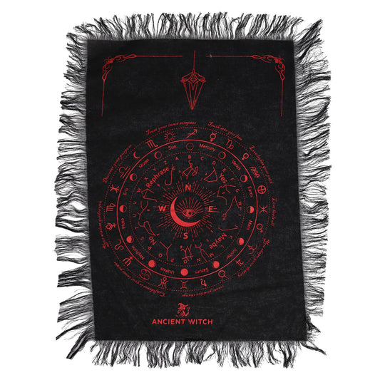 Obrus do wahadła Ancient Witch z okiem opatrzności, czarny i krwistoczerwony