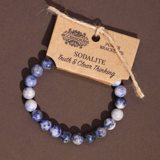 Bransoletka z sodalitu, kamienie naturalne 8 mm, ręcznie robiona – zdjęcie 2