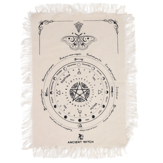 Obrus do wahadła Ancient Witch z ćmą, naturalny i czarny
